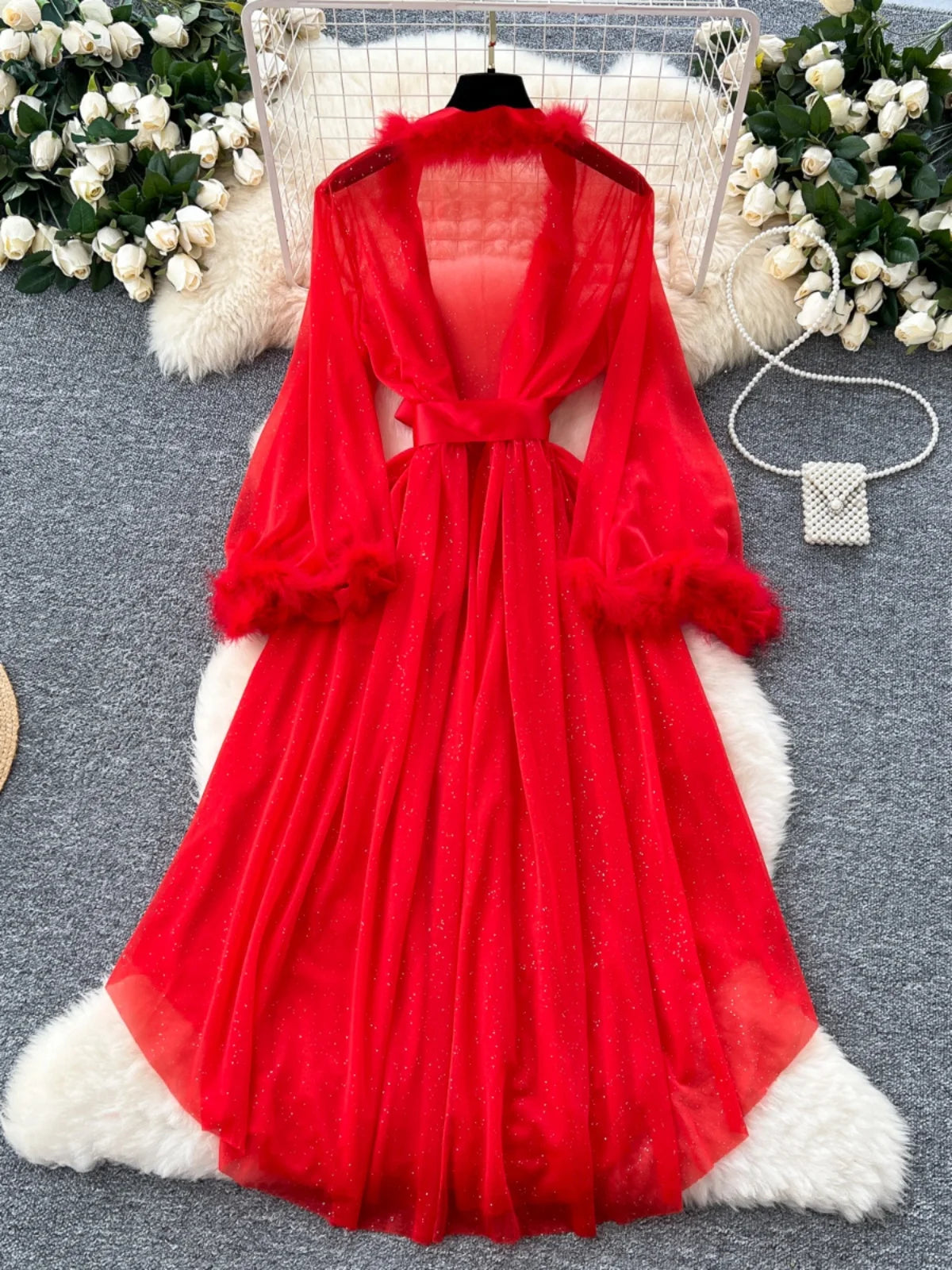 sheer feather dressing gown Sheer Marabou Feather Floor Sweeping Dressing Gown / Robe 22  Bombshell  Bettys Vintage