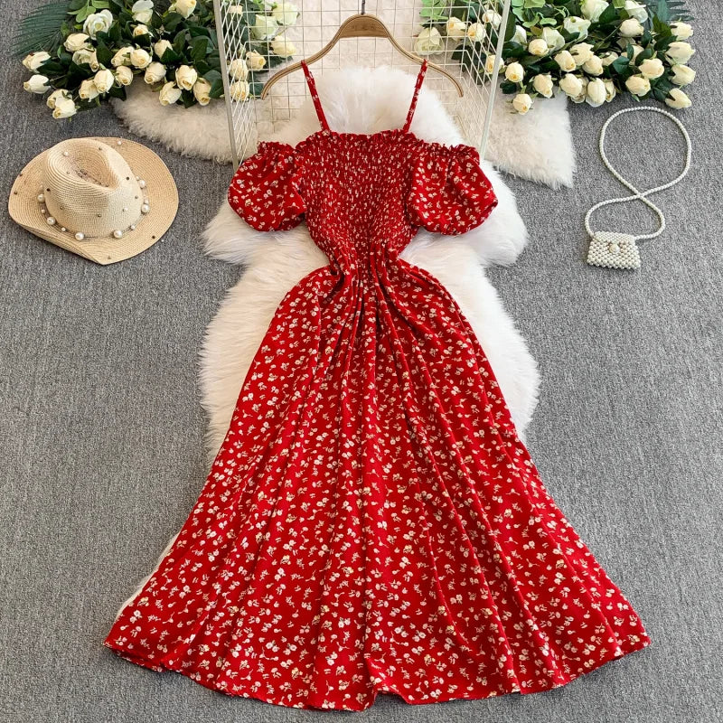 red floral off the shoulder maxi dress The Jocelyn Off-The-Shoulder Maxi Dress in Red Floral Medium