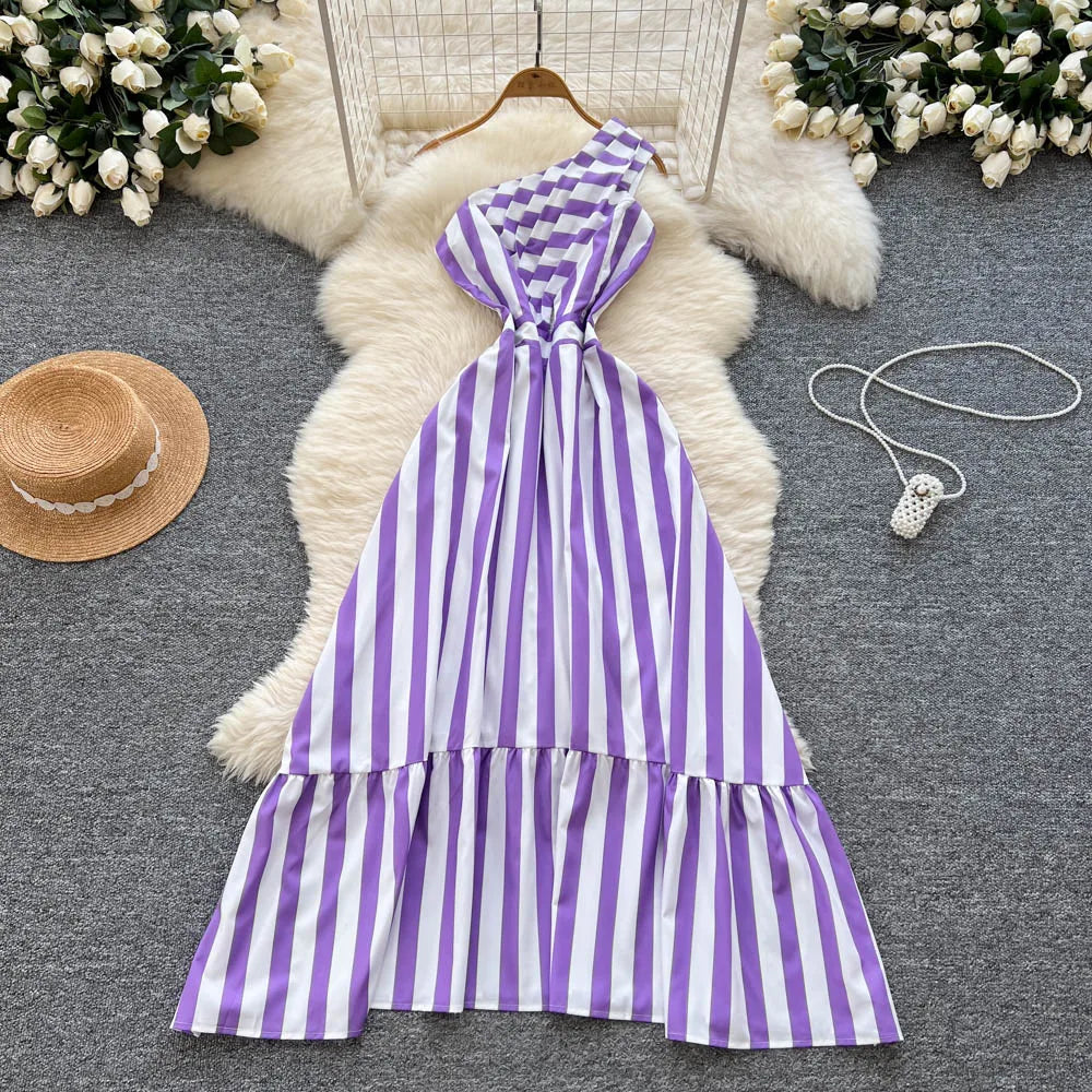purple striped maxi dress Purple Striped Maxi Dress Medium