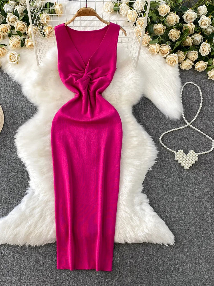 fuchsia knit dress Merino Wool Fit & Flare Sweater Dress - Festive Fuchsia