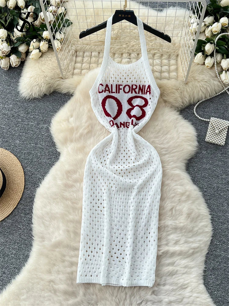 white knitted one shoulder dress Alexius One Shoulder Knit Maxi Dress - Ivory