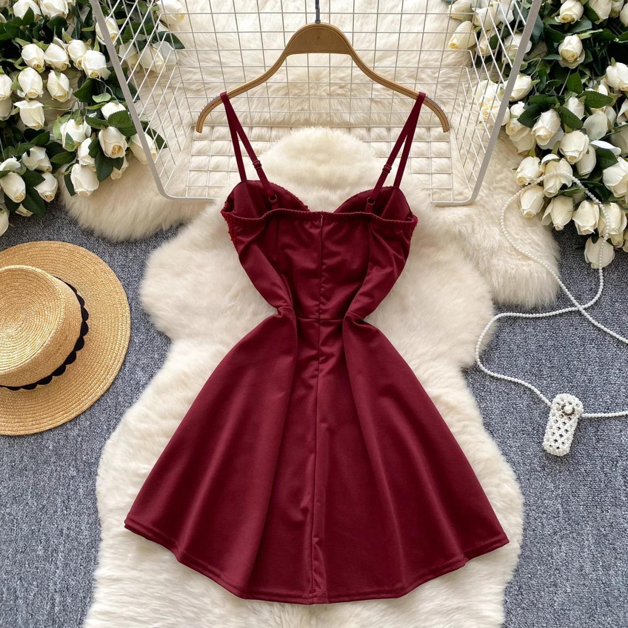 wine colored fit and flare dress Burgundy Fit & Flare Dress - Medium
