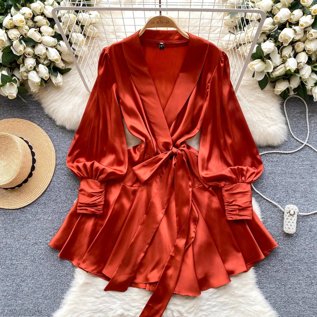 open lace back dress Red Satin Mini Dress – Aquarius Brand
