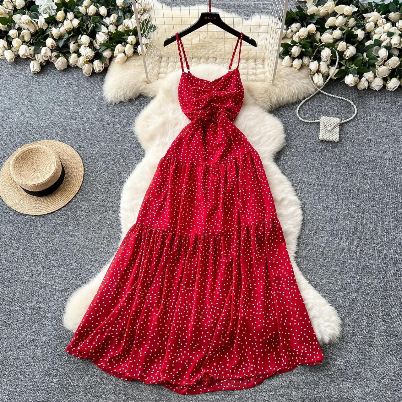 maxi red polka dot dress Kaiia exclusive high square neck button up dropped waist maxi dress in red  and white polka dots