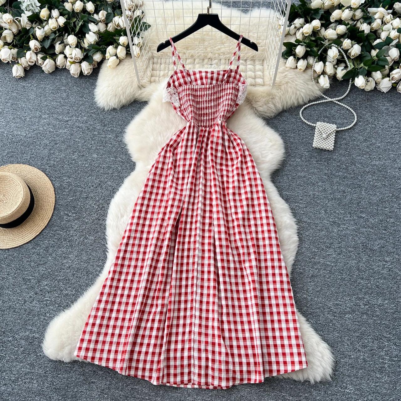 red gingham summer dress Maroon Gingham Gili Maxi Dress | Cotton Maxi for 4th of July, Hamptons & Beach Vacation