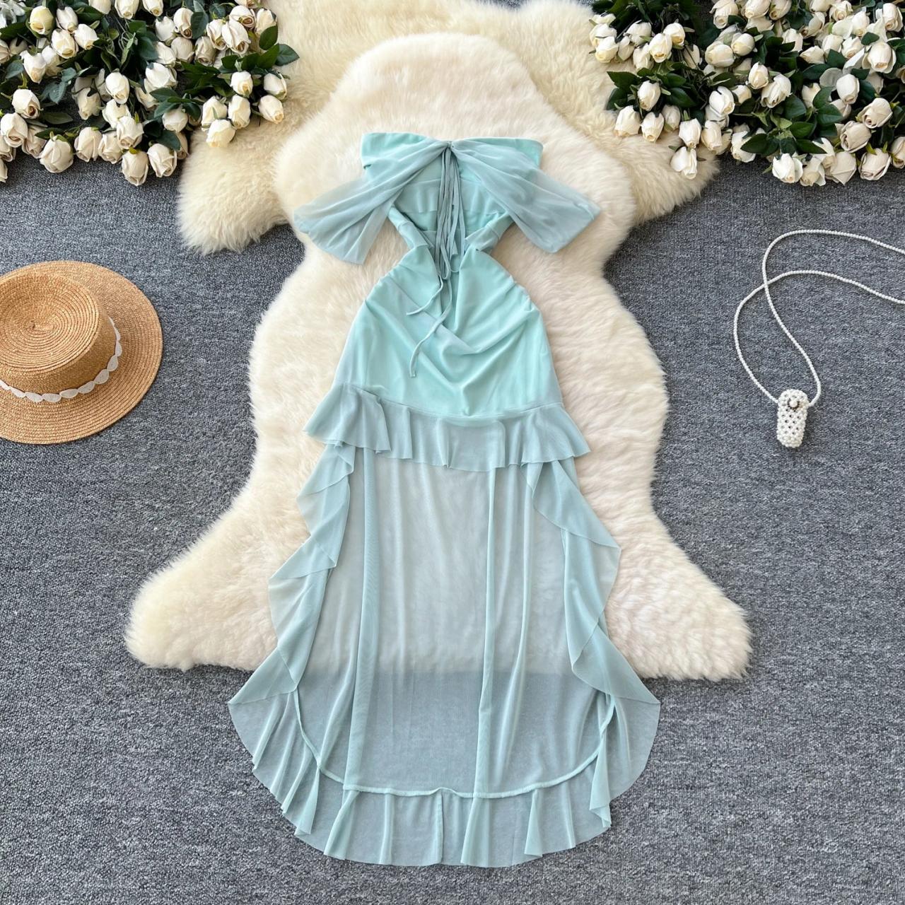 light blue mesh dress Sunflower Light Blue Mesh Maxi Dress - US 10