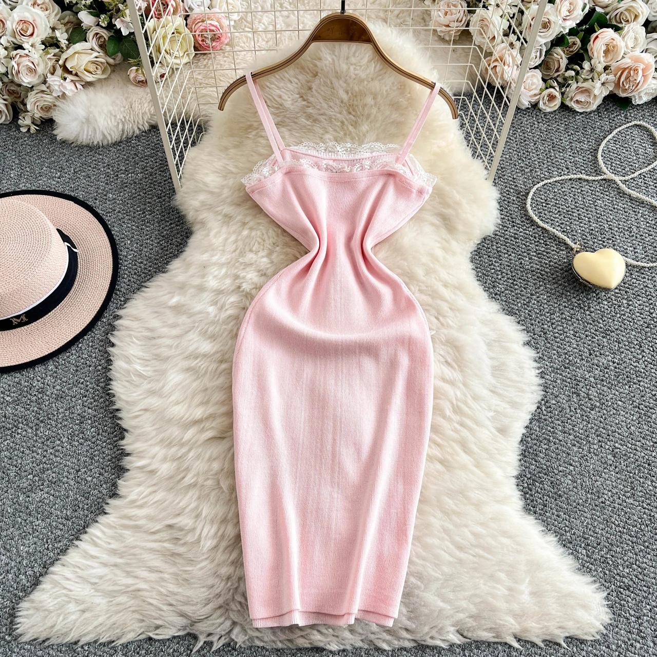 pink strappy bodycon dress Pink Lace Strappy Bodycon Dress With Floral Trim