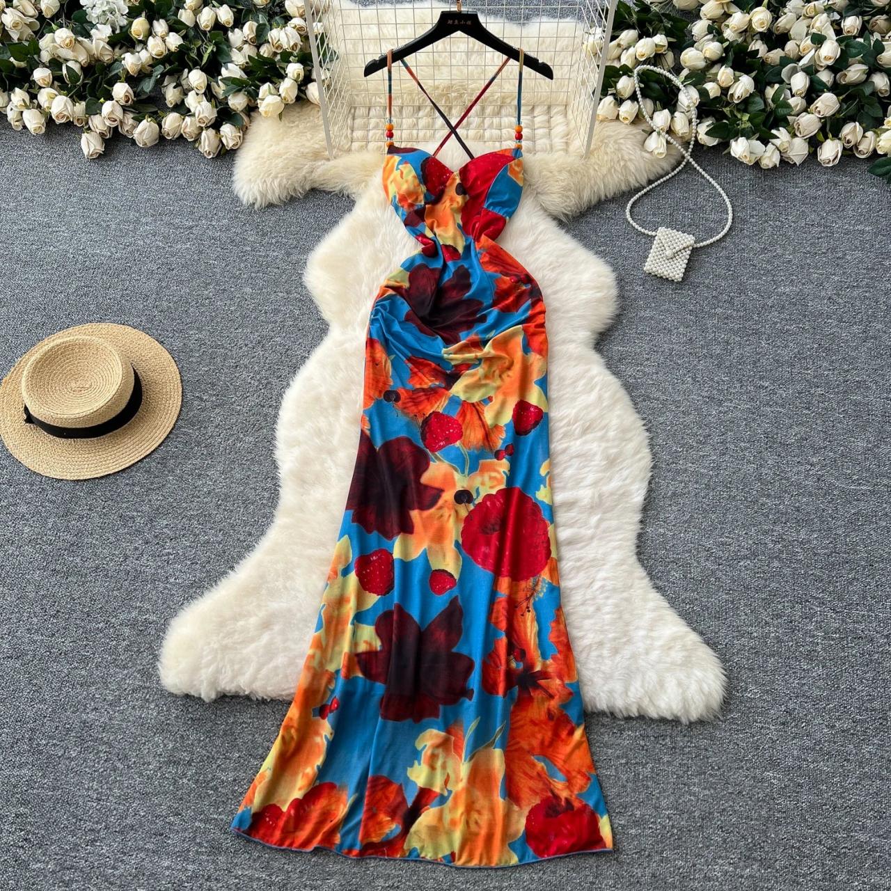 knee length dresses for ladies Madison Dress Floral Frond Spice - Strapless Maxi Dress