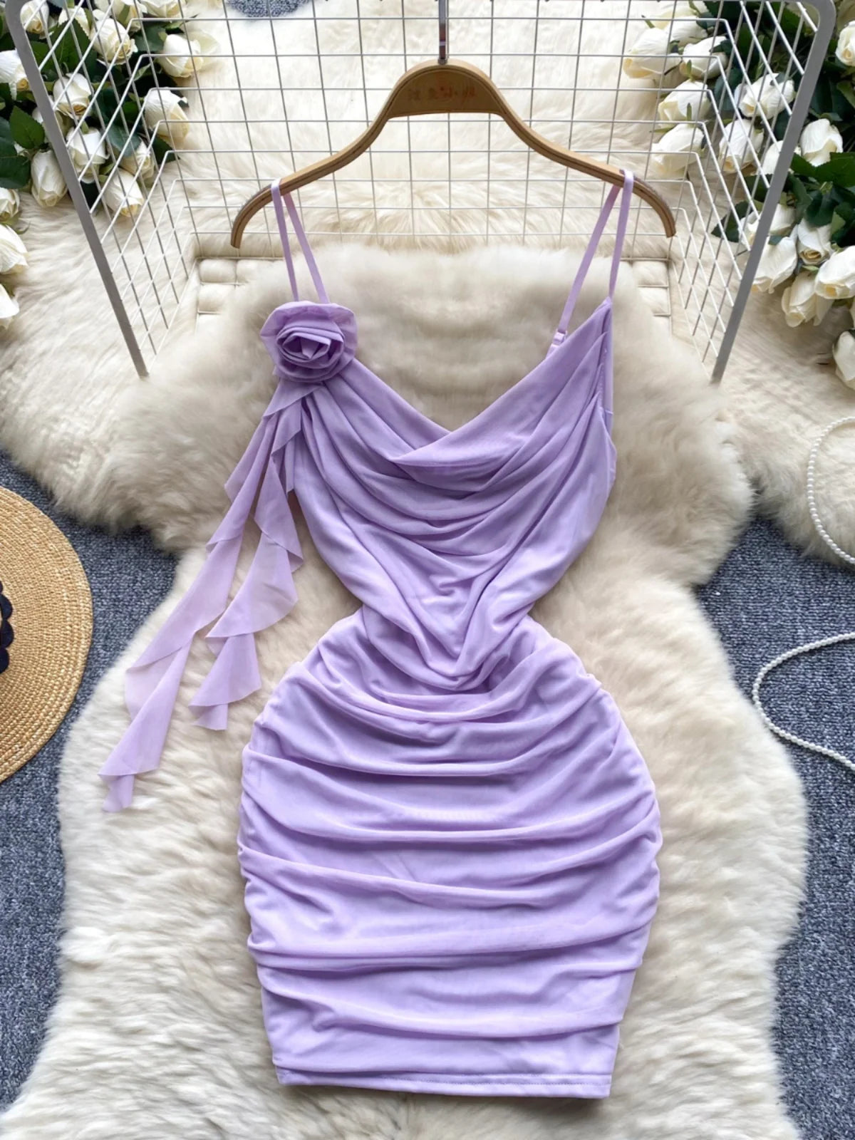 lavender ruched dress Purple Glamorous Disposition Lavender Ruched Maxi Dress | Womens | Medium (Available in 3X, 2X, 1X, XS, S, L, XL) | 100% Polyester