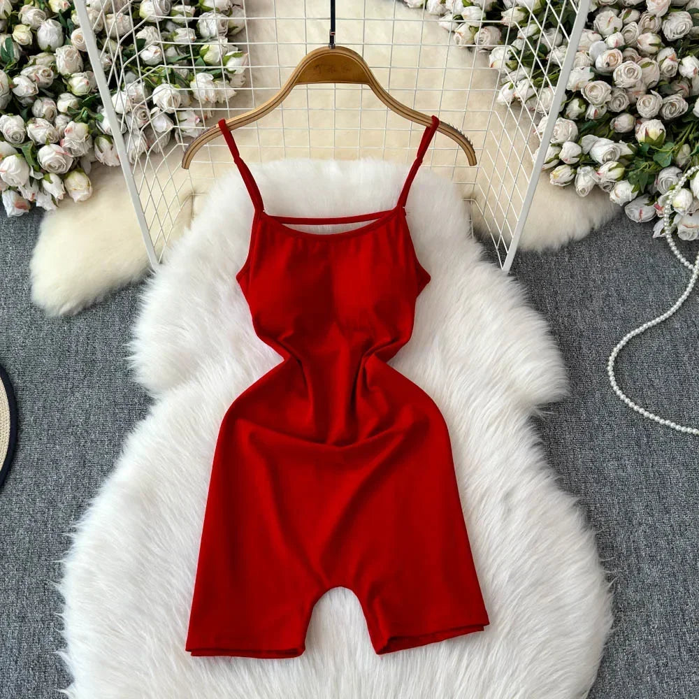 Pink Stretchy Sleeveless Bodycon Romper Outfit on Luulla