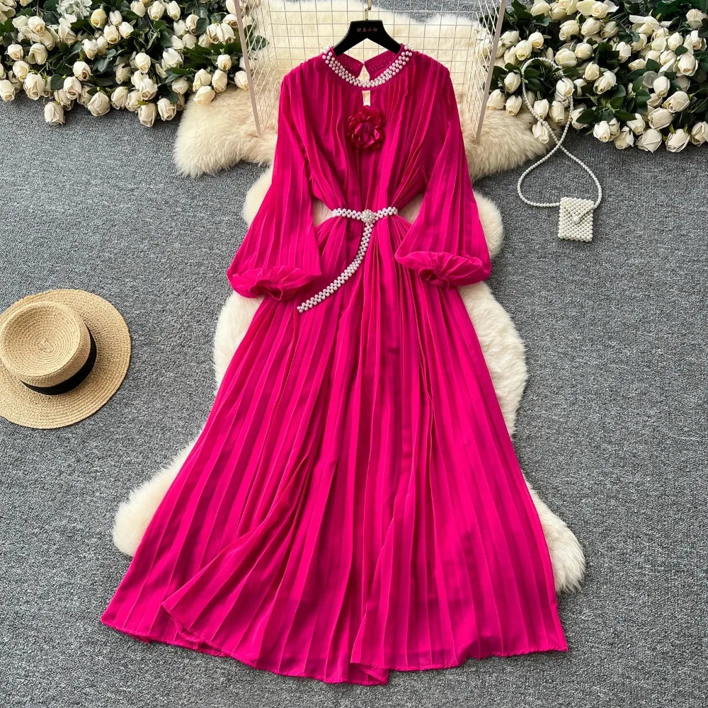 fitted lace wedding dress Keep It Up Fuchsia Pink Puff Sleeve Maxi Dress – Shop the Mint main image 1