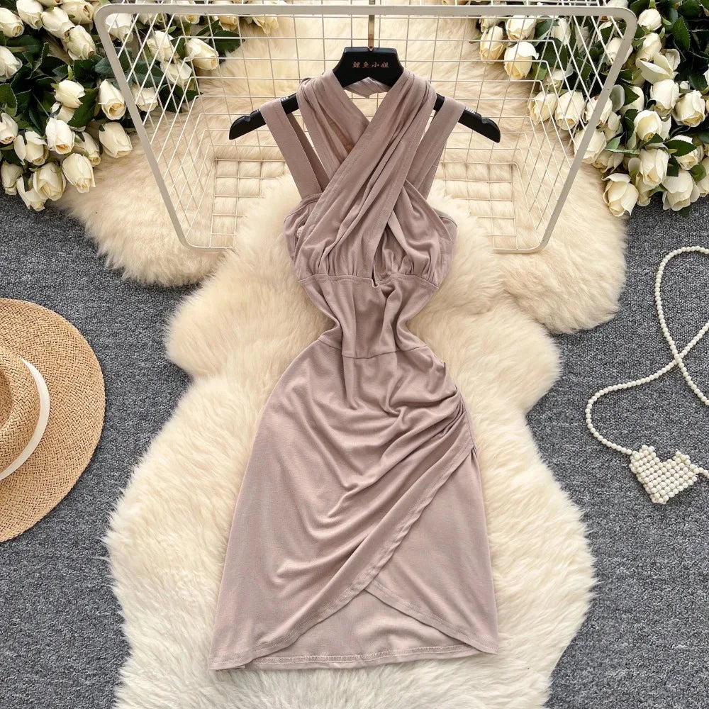 beige draped dress ASTR the Label Women's Draped Sleeveless A-Line Dress - Cream main image 1